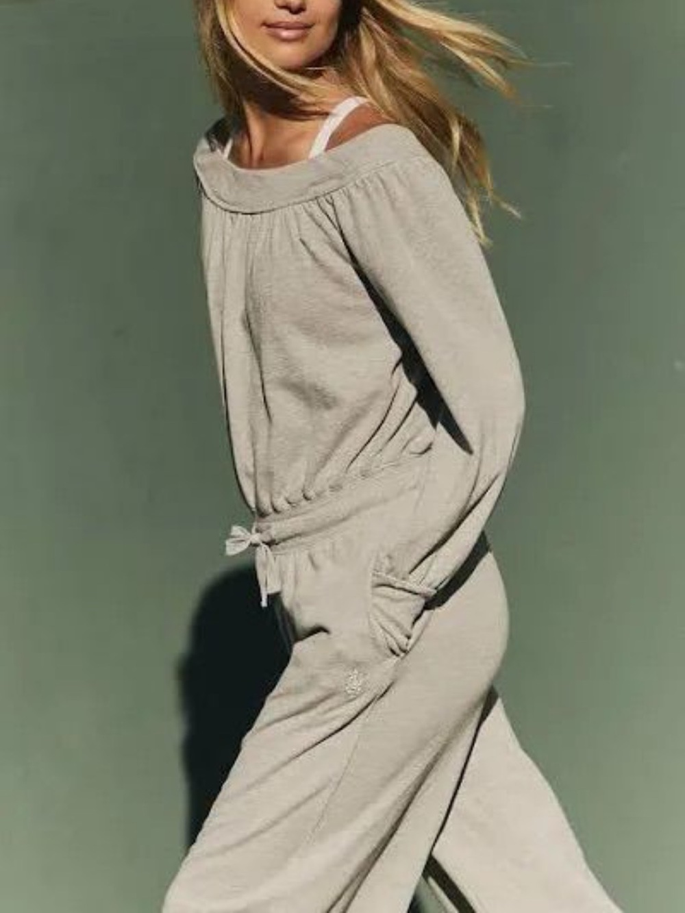 78.New Free People Movement One To Beat Onesie HeatherGrey Wide‑Leg Jumpsui - Picture 2 of 3
